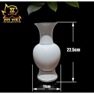 Bình Hoa Gốm Sứ Men Trắng Viền Vàng Thờ Cúng - Nội Thất An Việt - 1515T