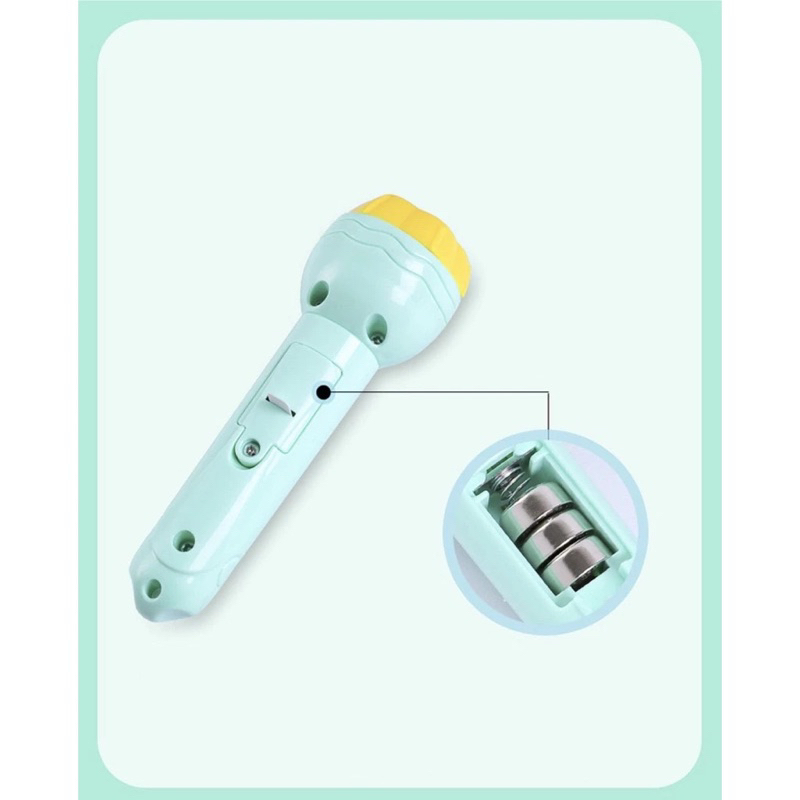 đèn pin chiếu hình nhân vật gồm 24 hình cho bé + tặng pin