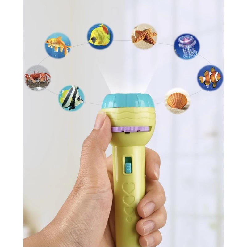 đèn pin chiếu hình nhân vật gồm 24 hình cho bé + tặng pin