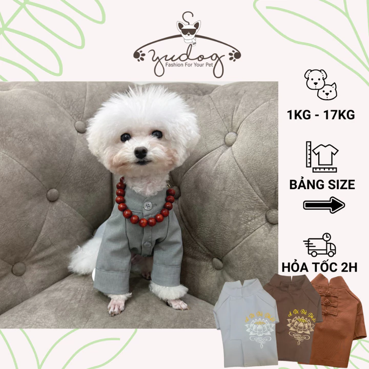 Áo lam cho chó mèo yudog đồ đi chùa cho thú cưng chó mèo