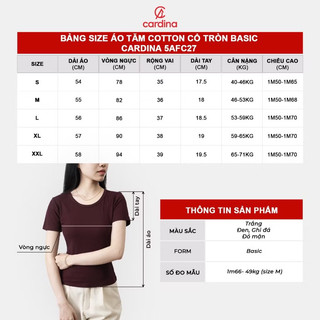 6AFC27 Áo thun nữ CARDINA chất tăm cotton co giãn thoáng mát kiểu dáng cổ tròn basic 6AFC27