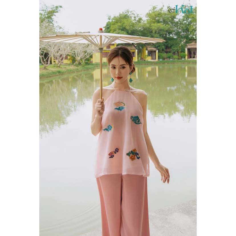 Áo Yếm Phù Vân The Kat House nhẹ nhàng, thanh lịch, dịu dàng, du xuân, đi chơi, cà phê