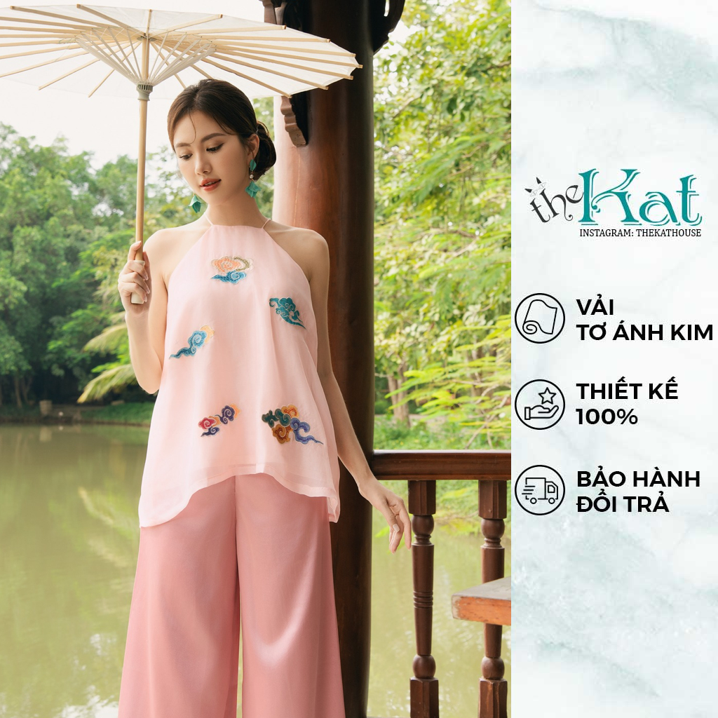 Áo Yếm Phù Vân The Kat House nhẹ nhàng, thanh lịch, dịu dàng, du xuân, đi chơi, cà phê