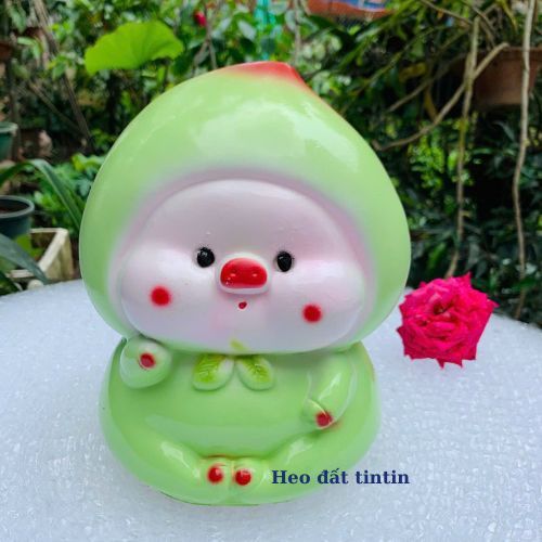 [Lỗ tròn]Ống tiết kiệm bé Đào đáng yêu(C20xD17)heo đất tiết kiệm lợn đất quà tặng decor sinh nhật