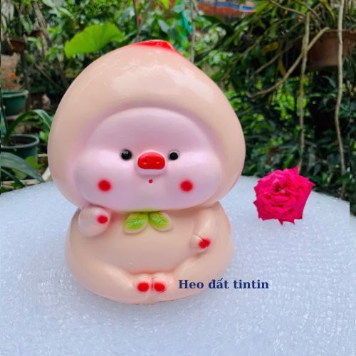 [Lỗ tròn]Ống tiết kiệm bé Đào đáng yêu(C20xD17)heo đất tiết kiệm lợn đất quà tặng decor sinh nhật