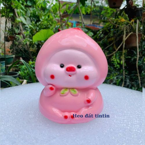 [Lỗ tròn]Ống tiết kiệm bé Đào đáng yêu(C20xD17)heo đất tiết kiệm lợn đất quà tặng decor sinh nhật