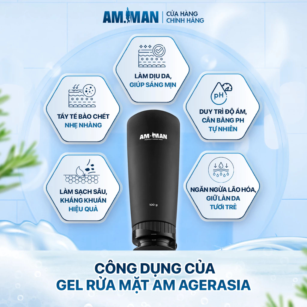 Sữa Rửa Mặt Am Man 100ml Làm Sạch Sâu Kháng Khuẩn,Tẩy Tế Bào Chết,Làm Sáng Mịn Da,Duy Trì Độ Ẩm Và Ngăn Ngừa Lão Hóa Da