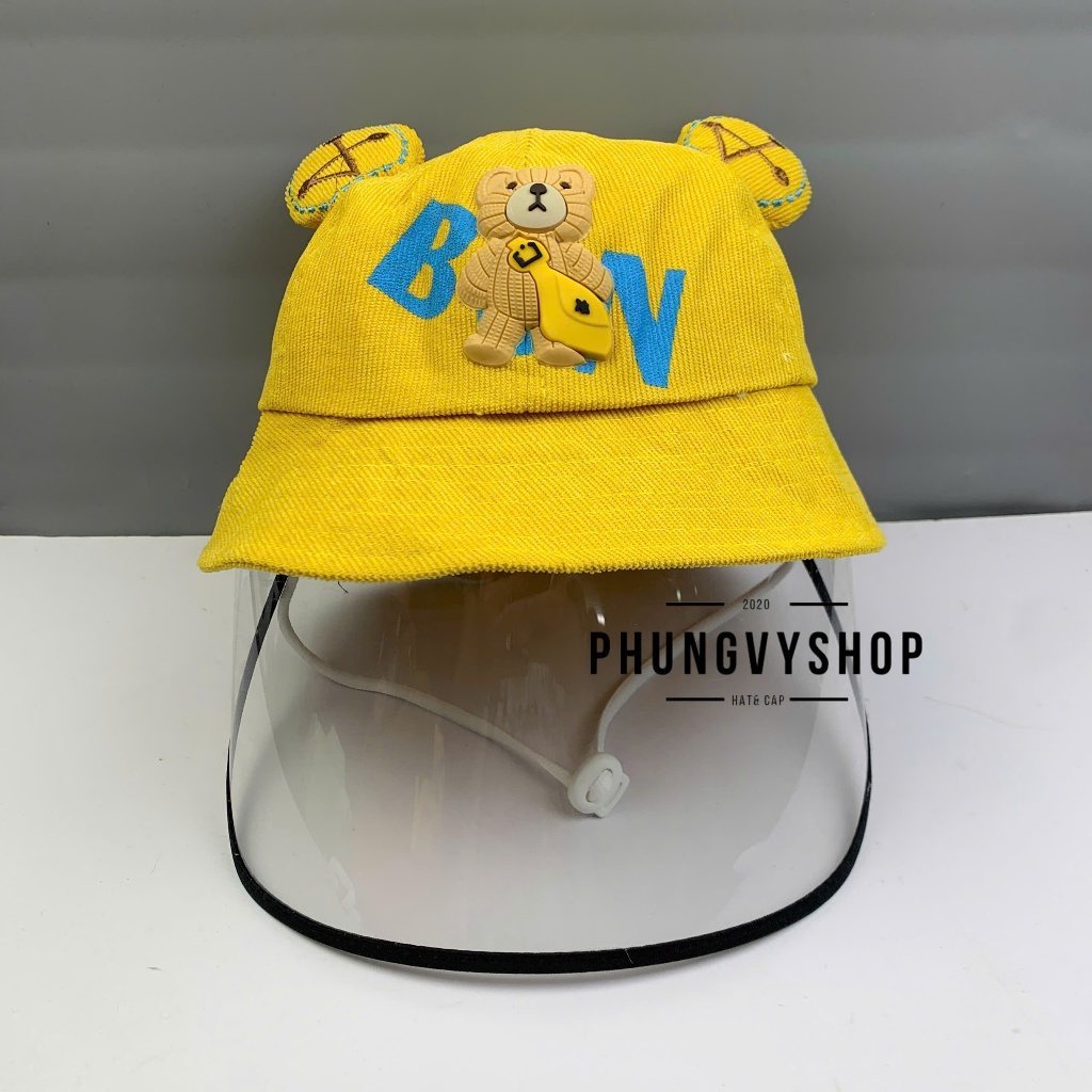 BÉ 2-5 Tuổi_Mũ chống giọt bắn chắn gió bụi mưa bucket tai bèo vành phungvyshop-nón / Bo "KIẾNG" GAUBN KINH /