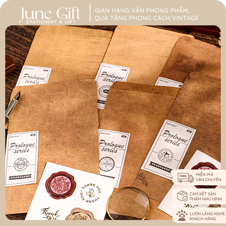 Set 3 phong bì thư kèm sticker dán, thiệp handmade, quà tặng thư tay ...