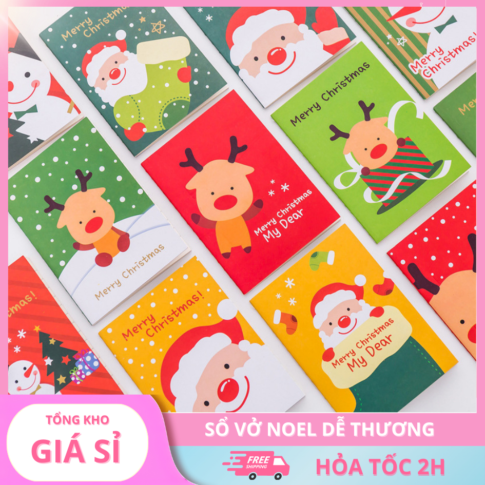 📒 COMBO 3 SỔ VỞ CẦM TAY MINI NOEL DỄ THƯƠNG – 20 TRANG 🎄🎁