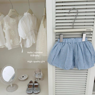 Set bộ áo babydoll thỏ + quần kẻ sọc màu xanh mùa hè cho bé