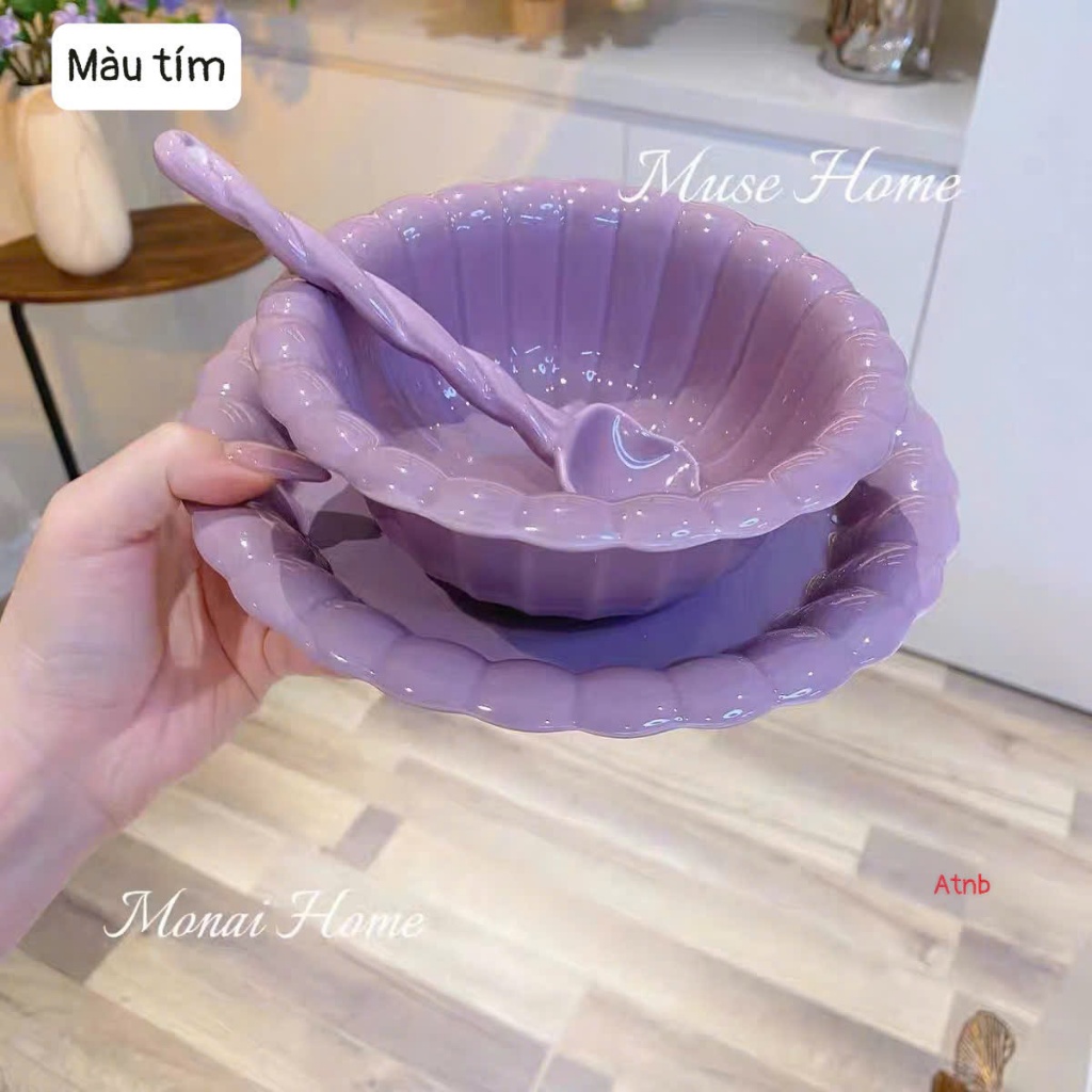 set bát đĩa 3 món màu pastel hot 2025