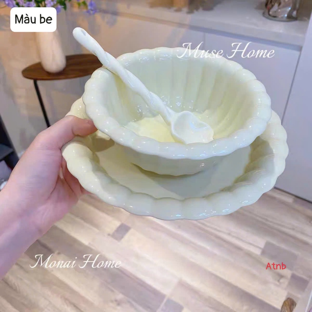 set bát đĩa 3 món màu pastel hot 2025