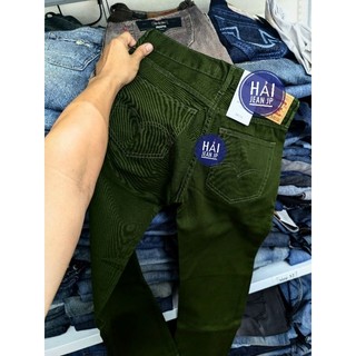 quần kaki dáng jean nam lì vai màu rêu army vải gốc bao cực bền màu