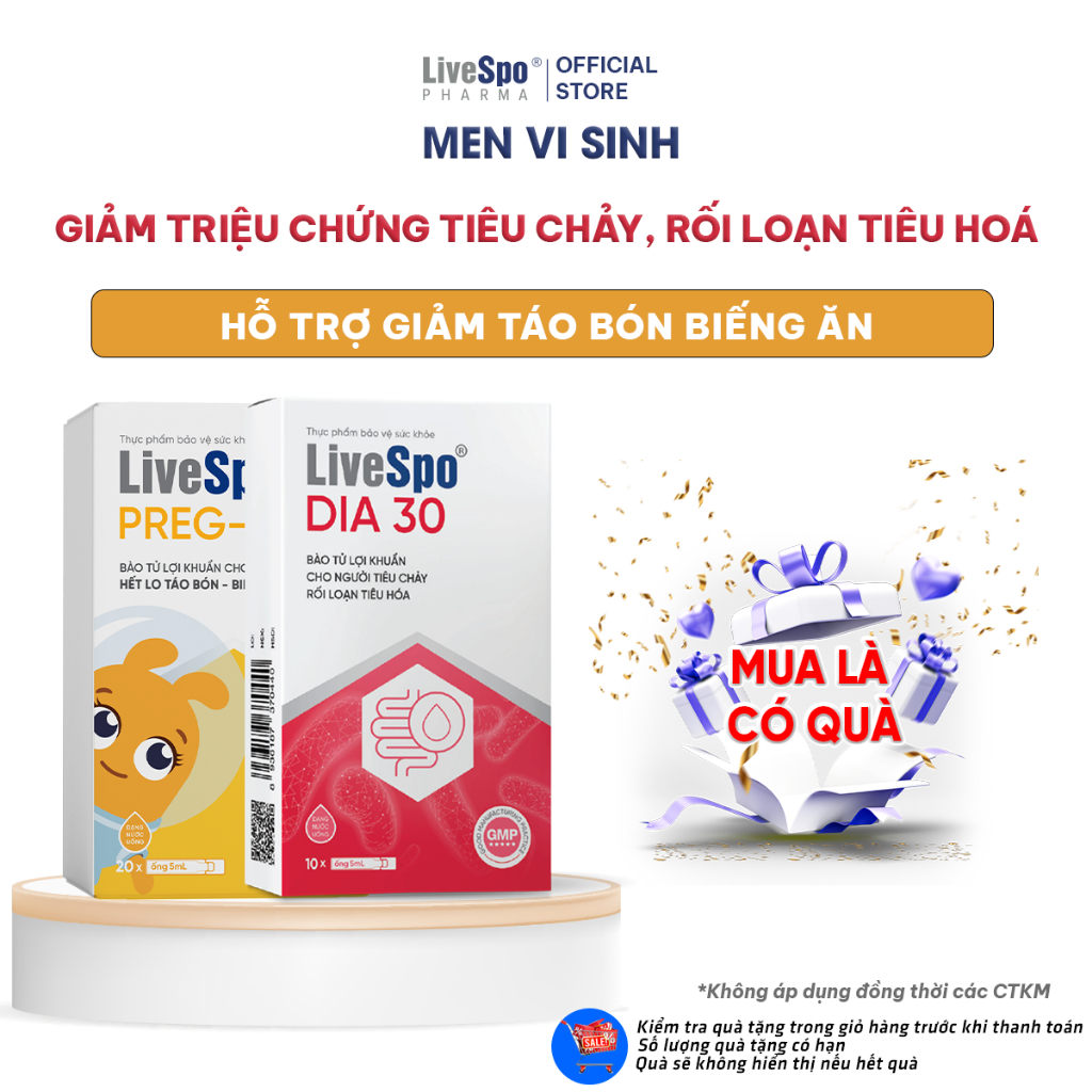 Ảnh Men vi sinh chứa Bào tử lợi khuẩn giảm Táo bón, biếng ăn, tiêu chảy LiveSpo Pregmom - LiveSpo Dia30 1