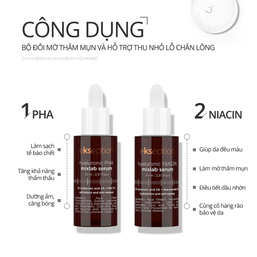 Ảnh Combo EKSEPTION Pre-Serum Hyaluronic 2% PHA 5% Dưỡng Ẩm Và Serum Ekseption NIACIN B3 75ML 2