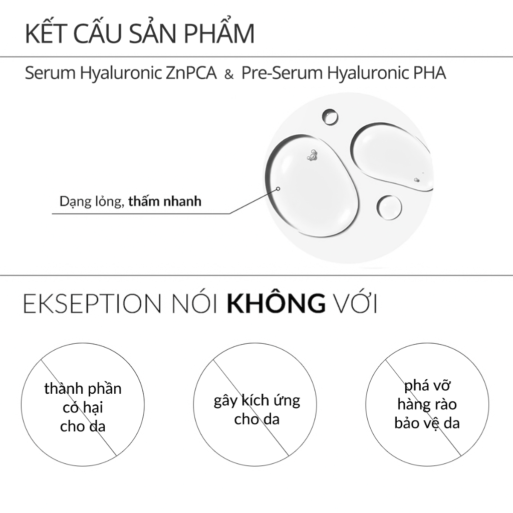 Ảnh Combo EKSEPTION Pre-Serum Hyaluronic 2% PHA 5% Dưỡng Ẩm Và Hyaluronic ZnPCA, HA + 1% ZnPCA Giảm Mụn 75ML 4