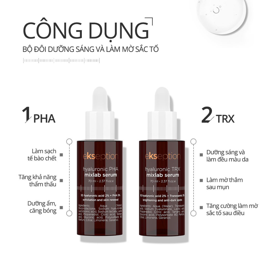 Ảnh Combo EKSEPTION Pre-Serum Hyaluronic 2% PHA 5% Dưỡng Ẩm Và TRX Hyaluronic Mixlab 75ML 2
