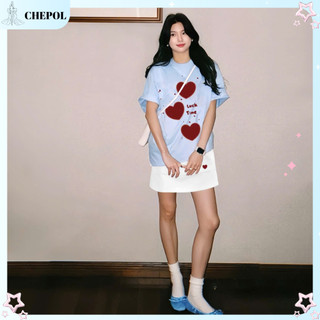 Set ( Áo Thun Xanh Biển + Chân Váy Ngắn) Áo Phông Nữ Chepol UNISEX,Cổ Tròn,Tay Ngắn,Chất Cotton Co Dãn 2 Chiều CP_x6781