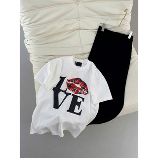 Set (Áo Thun Trắng + Chân Váy Đuôi Cá) Áo Phông Nữ Chepol Unisex, Cổ tròn, Tay ngắn, Chất Cotton Co Dãn 2 Chiều CP_x4693