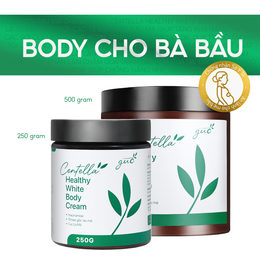 Ảnh Kem Body CHO BÀ BẦU Dưỡng Trắng Da, Nâng Tone Nhanh Thấm Chiết Xuất Rau Má GUO (250-500G) 1