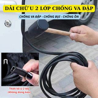 Dải chữ u 2 lớp dán mép cửa ô tô giảm va đập, chống trầy xước. Gioăng Nẹp cửa xe hạn chế tiếng ồn