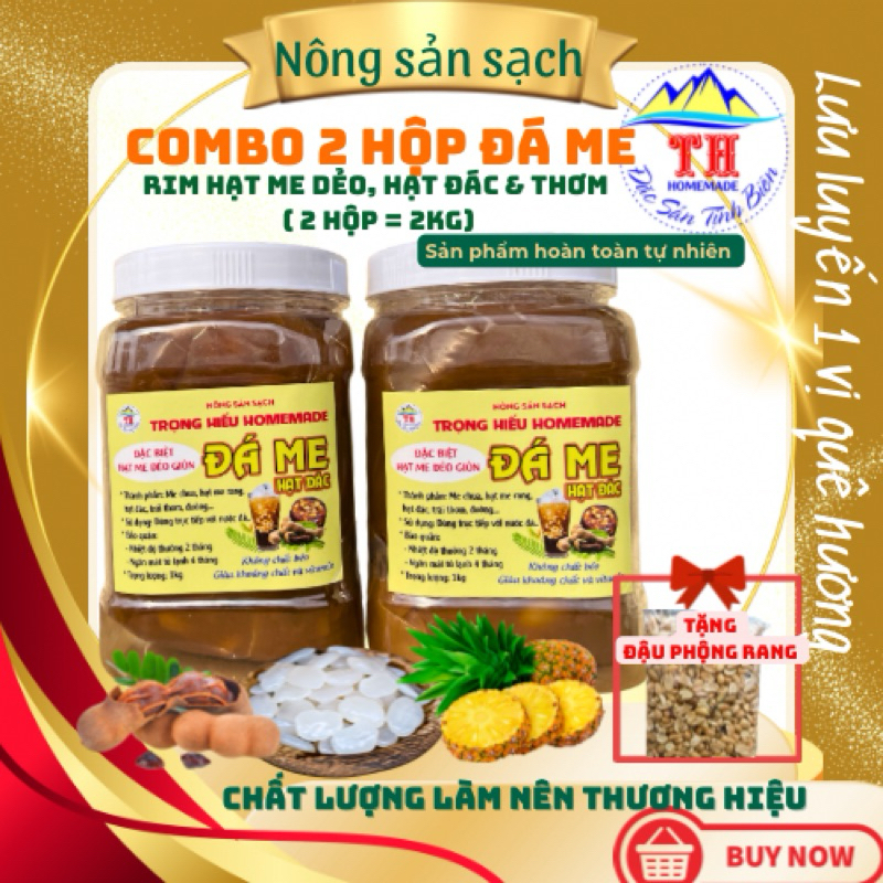 Combo 2 hộp 2kg - Đá me hạt dẻo - Me hạt dẻo rim đác thơm - 1kg/1 hộp ...