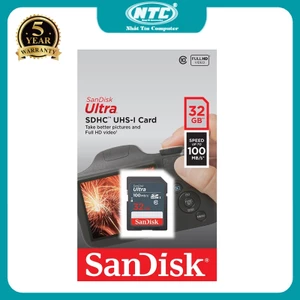 Thẻ nhớ Máy Ảnh SDHC SanDisk Ultra 32GB U1 100MB/s (Xanh)