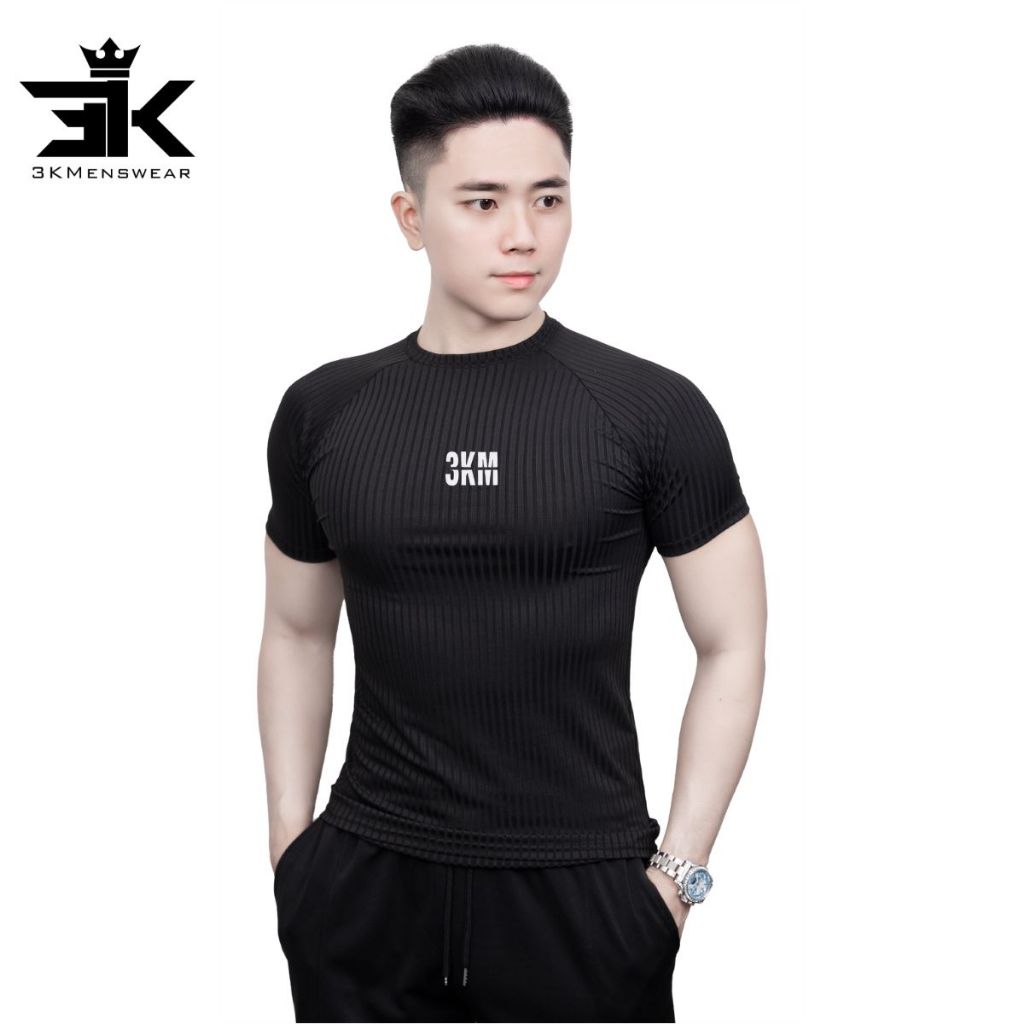 Áo Thun Tăm Đũa Nam 3KMENSWEAR Co Giãn 4 Chiều, Mềm Mịn, Thoáng Mát, Mặc Hè