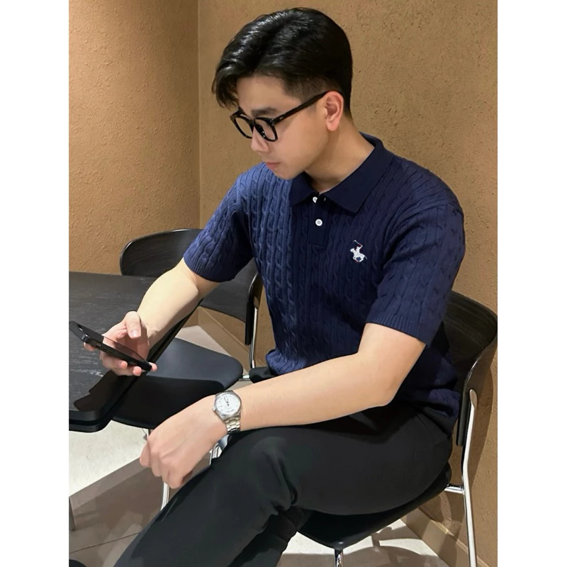 Áo Polo Sợi Dệt Kim Len Dành Cho Nam Mềm Mại Đứng Form Nhà Halley Dễ Phối Đồ Đi Học Đi Làm E36