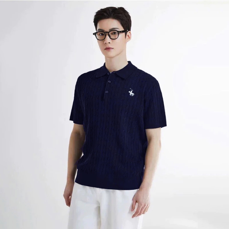 Áo Polo Sợi Dệt Kim Len Dành Cho Nam Mềm Mại Đứng Form Nhà Halley Dễ Phối Đồ Đi Học Đi Làm E36