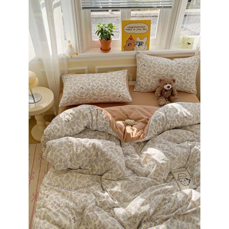 Ảnh Bộ Chăn Ga Gối Cotton Icy Vintage Mịn Decor Bo Chun 20cm, Bộ Ga Trải Giường Đủ Size (Không Kèm Ruột Chăn) 3