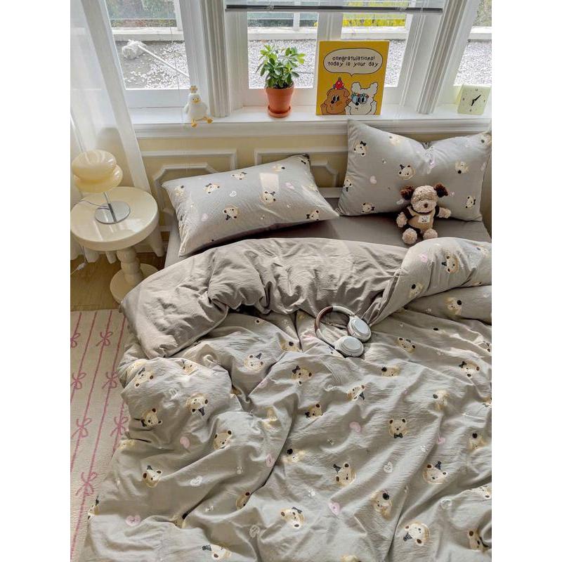 Ảnh Bộ Chăn Ga Gối Cotton Icy Vintage Mịn Decor Bo Chun 20cm, Bộ Ga Trải Giường Đủ Size (Không Kèm Ruột Chăn) 4