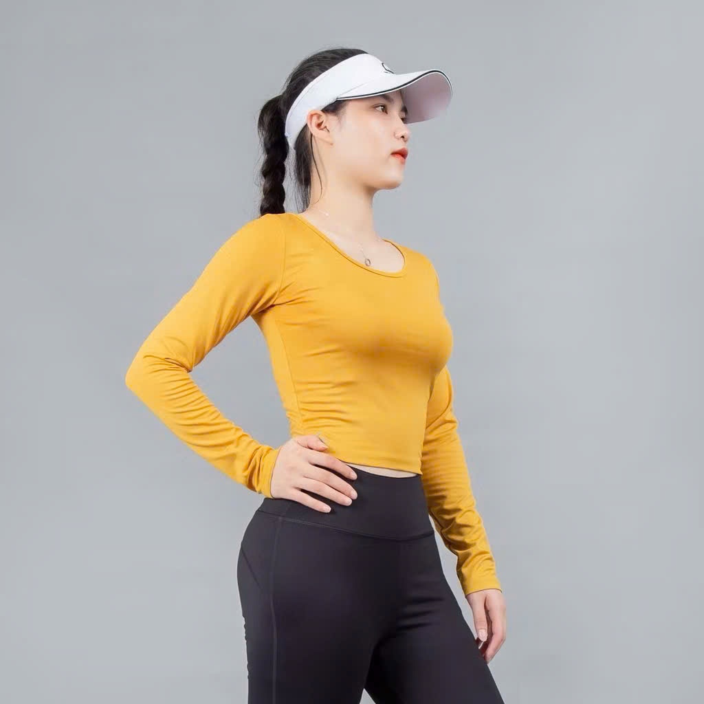 Áo Thể Thao C12  Thời Trang Hottrend Gladimax, Áo Thể Thao Nữ Dáng Croptop Dài Tay Thun Co Giãn Ôm Body