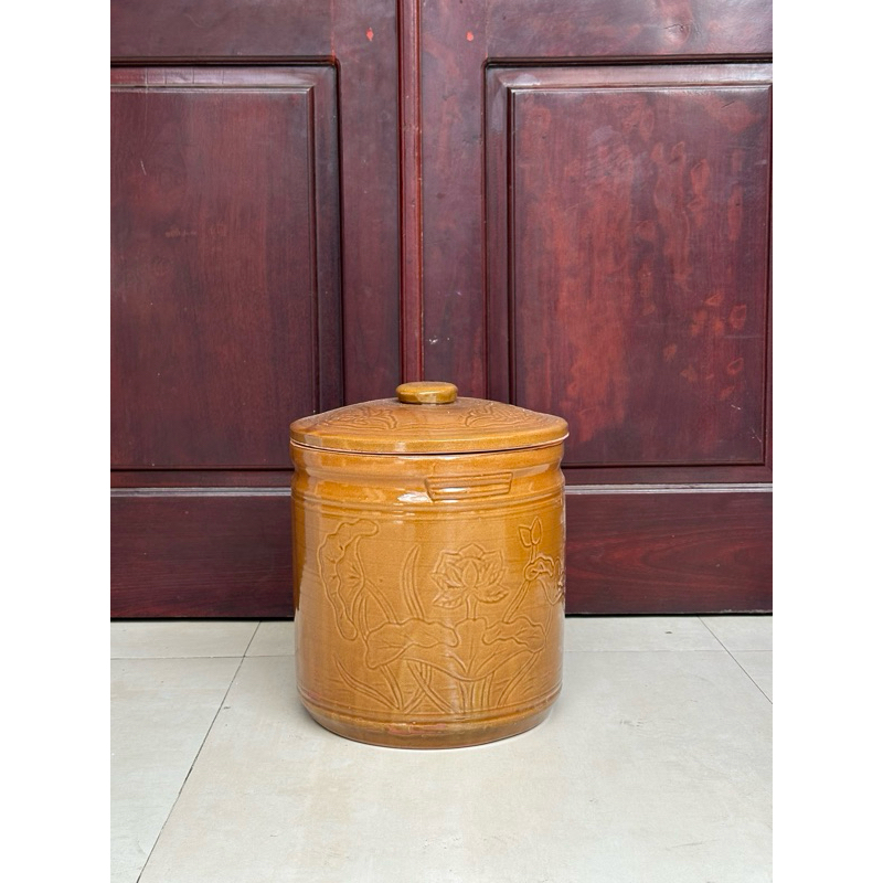 Vại Muối Dưa Muối Cà Muối Kimchi / Hũ Đựng Gạo Đồ Khô Gốm Sứ Bát Tràng Cao Cấp loại 15L