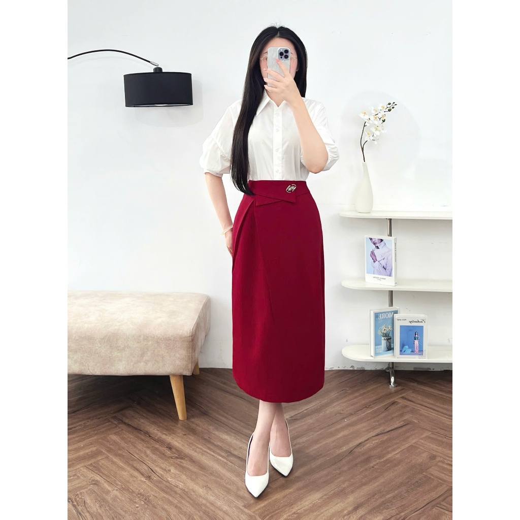 Ảnh Áo Sơ Mi Nữ 𝐂𝐂𝐇𝐀𝐓 Dáng Suông Tay Ngắn Laci Chất Liệu Cao Cấp 15FNT2003ST 1