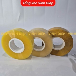 01 cuộn băng dính lõi giấy mỏng 3mm,lõi nhựa nhiều size, siêu tiết kiệm 3 màu trong suốt, vàng chanh, nâu đục