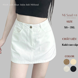 Chân Váy Kaki Dáng Ngắn Có Lót Trong BigSize MiSoul, Chân Váy Kaki Dáng Ngắn Mini Cạp Khuy basic 255