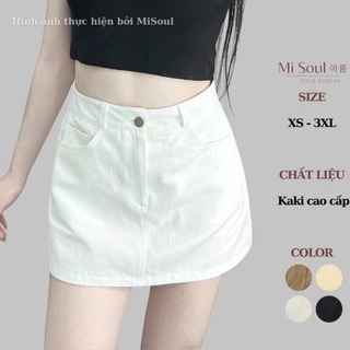 Chân Váy Kaki Dáng Ngắn Có Lót Trong BigSize MiSoul, Chân Váy Kaki Dáng Ngắn Mini Cạp Khuy BigSize 255