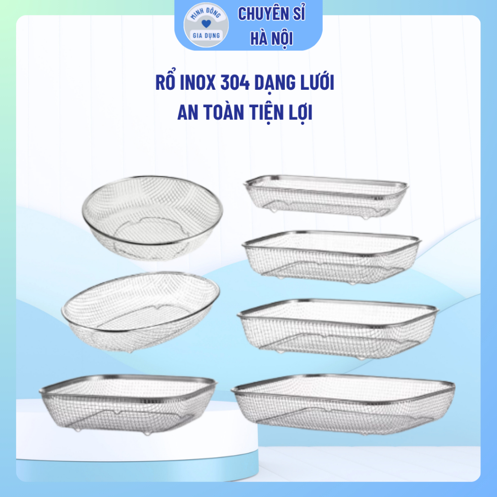Rổ inox 304 dạng lưới kiểu Nhật đựng thức ăn chiên và để ráo trái cây ...