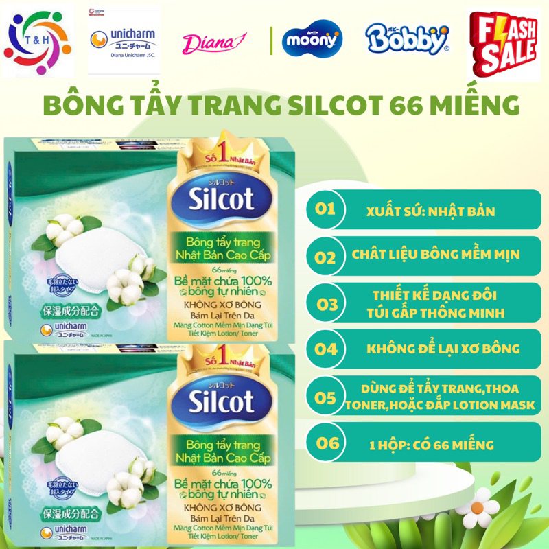 Bông tẩy trang Silcot 66 miếng nhập khẩu Nhật Bản (Mẹ và bé T&H ...