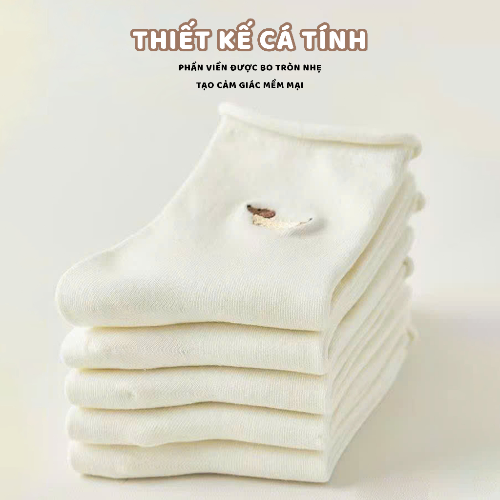 Tất vớ nữ cổ nhún họa tiết dệt dễ thương, chất liệu cotton mềm mịn co giãn 4 chiều - Ekiu Shop