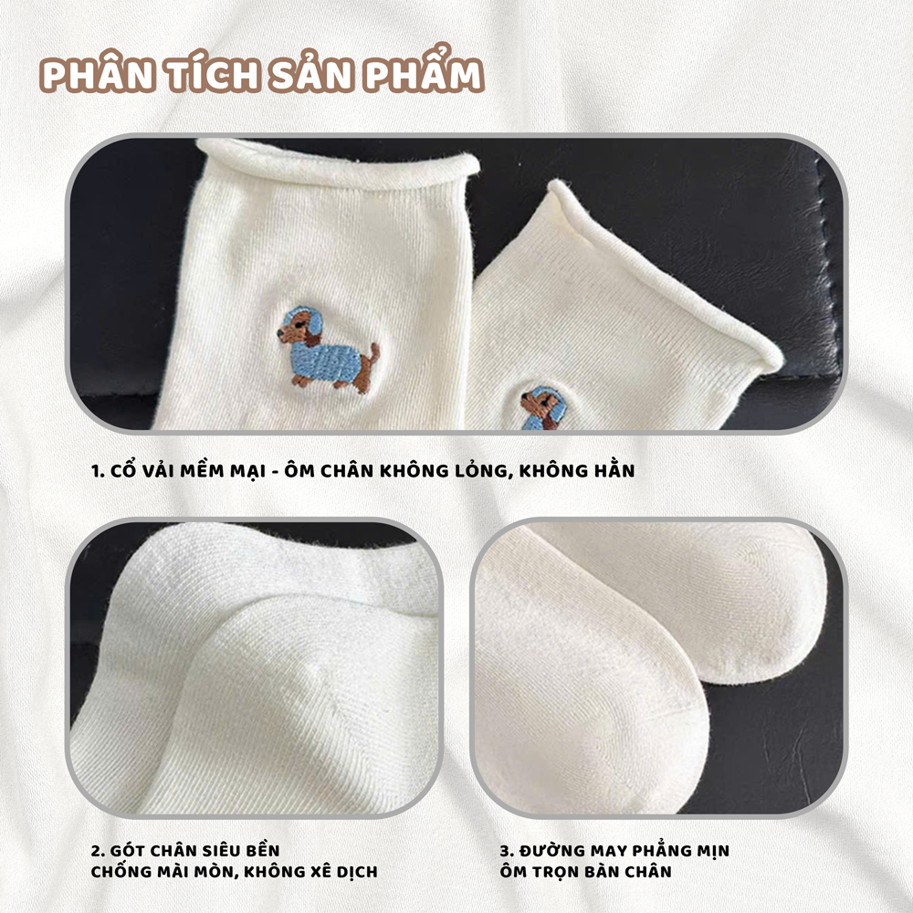 Tất vớ nữ cổ nhún họa tiết dệt dễ thương, chất liệu cotton mềm mịn co giãn 4 chiều - Ekiu Shop