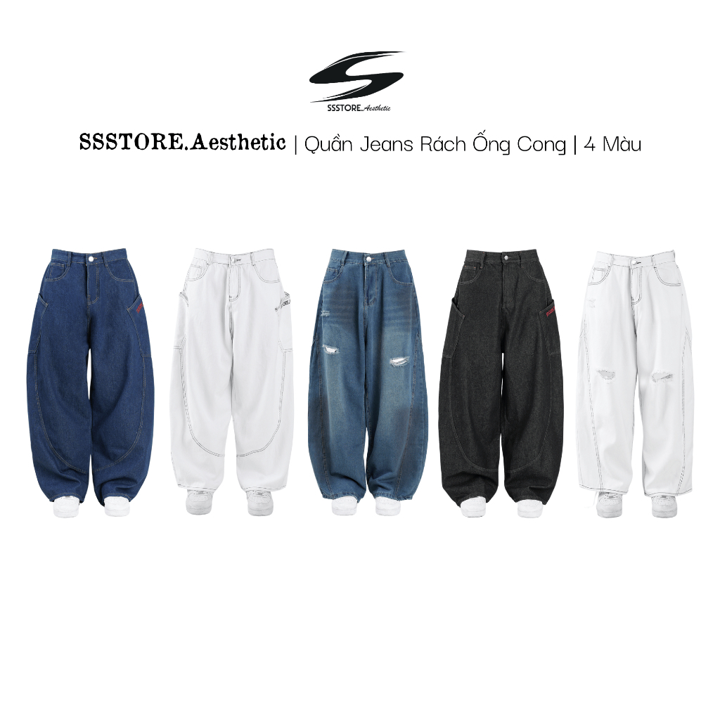 Quần Jeans Dài Ống Rộng Thụng Wash Form Unisex Tôn Dáng Nam Nữ Nhiều Màu_SSSTore.Aesthetic