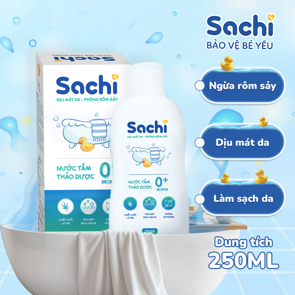 Ảnh Nước Tắm Thảo Dược An Toàn Cho Bé SACHI Chai 250ml Làm Sạch, Ngăn Ngừa Rôm Sảy, Mảng Bám Da Đầu 2