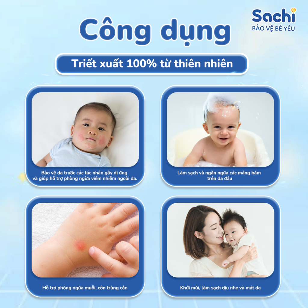 Ảnh Nước Tắm Thảo Dược An Toàn Cho Bé SACHI Chai 250ml Làm Sạch, Ngăn Ngừa Rôm Sảy, Mảng Bám Da Đầu 4