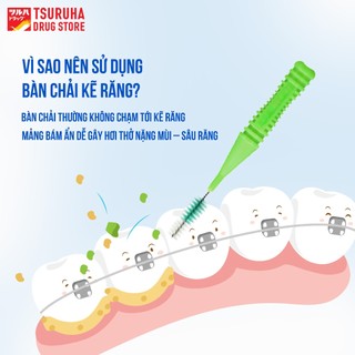Bàn Chải Kẽ Răng Hình Chữ I Nhiều Size Làm Sạch Mảng Bám KURASHI RHYTHM 15 Cái/ Vỉ (Tặng Thêm 3 Cái)