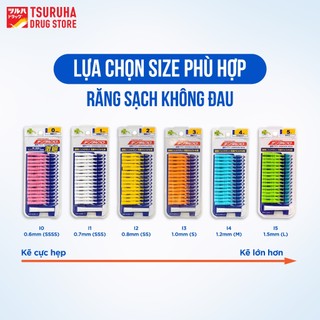 Bàn Chải Kẽ Răng Hình Chữ I Nhiều Size Làm Sạch Mảng Bám KURASHI RHYTHM 15 Cái/ Vỉ (Tặng Thêm 3 Cái)