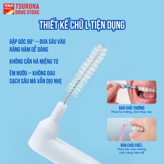 Bàn Chải Kẽ Răng Hình Chữ L Vệ Sinh Răng Niềng Chỉnh Nha KURASHI RHYTHM 10 Cái/ Vỉ