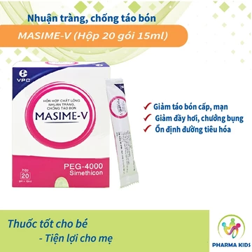 MASIME-V Hộp 20 gói - Giảm táo bón cấp & mạn, hỗ trợ tiêu hóa, giảm chướng bụng